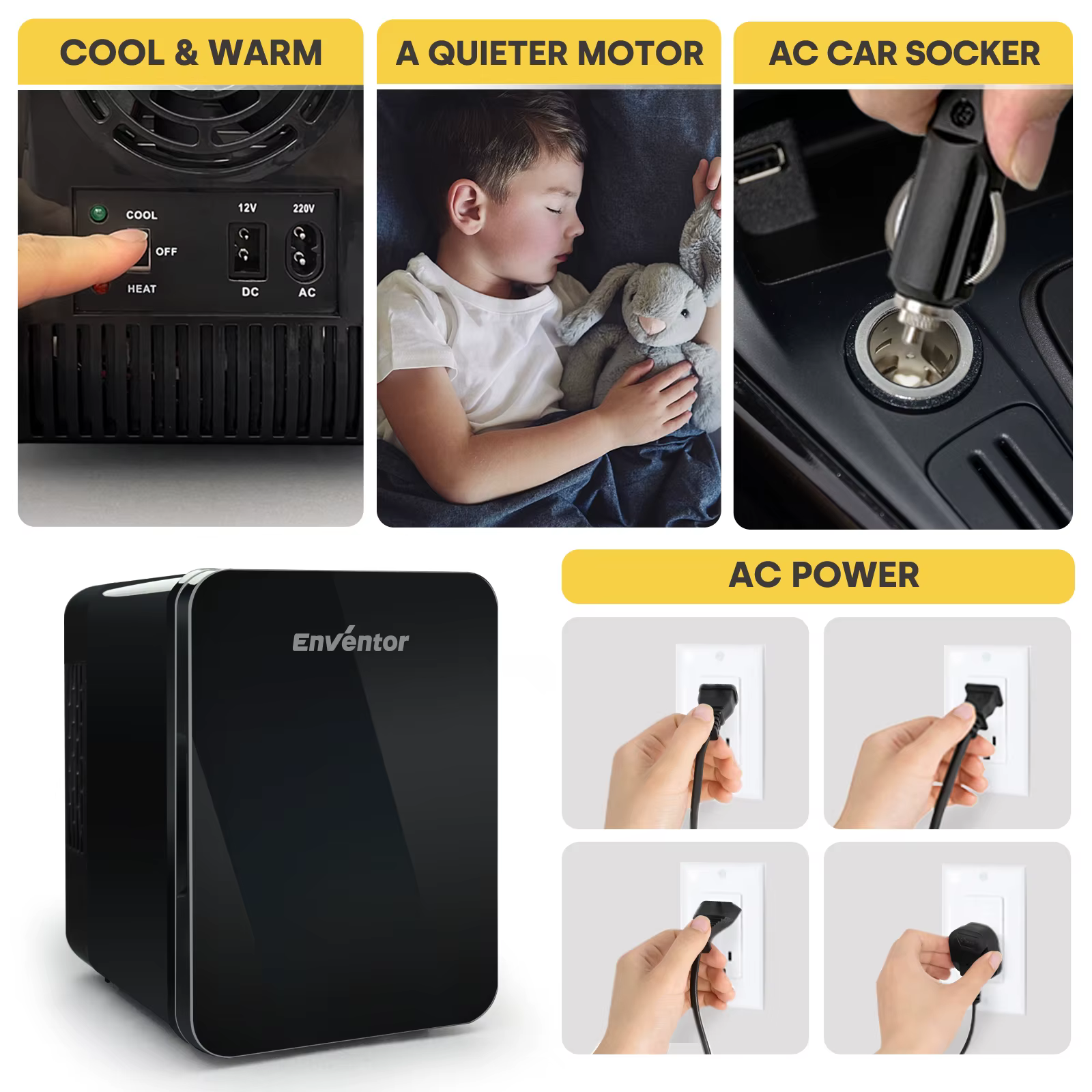Enventor 4L Mini Refridgerator Portable Car Skincare Fridge Multi-functional Thermoelectric Cooler and Warmer For Summer Camping — image 6