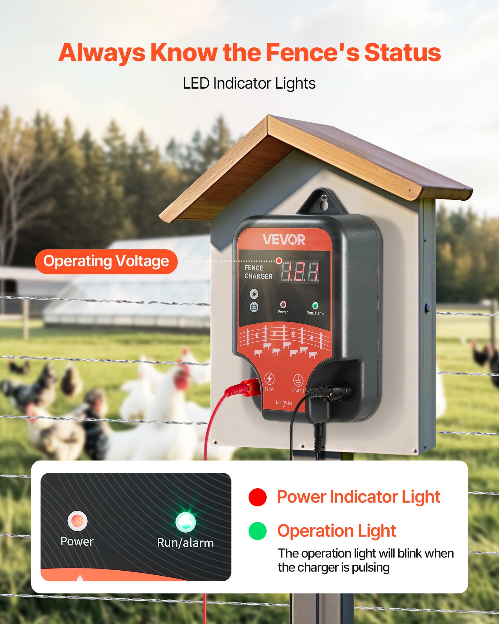 Electric Fence Charger, 10kV 3J, AC DC Electric Fence Energizer With LED Indicator, 1.86 Miles Range, Powerful Plug-in Fences Charger, Prevents Wild Animals Intrusion For Livestock Poultry — imagen 4