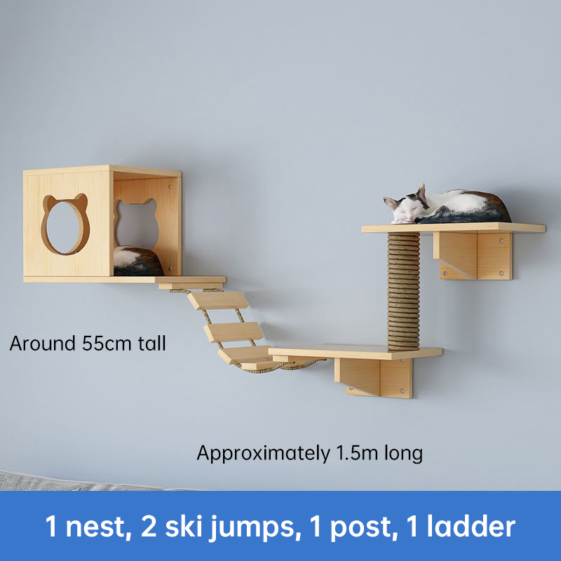 Hammaca para gatos en la pared & Pilar de rascar con sisal - Conjunto de estantes para gatos, árbol de escalada y cama para gatos en interiores — imagen 3