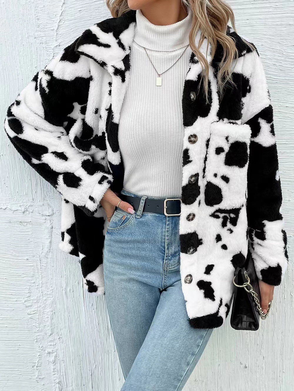 Double-sided Plush Cow Pocket Top Jacket — image 5