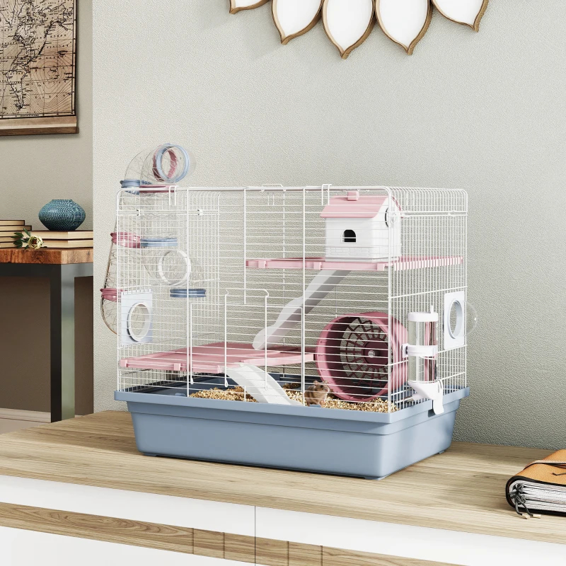 Cage, 3-Tier Small Animal Cage With Exercise Wheel, Food Bowl, Water Bottle, House, Tunnels, Ramps — imagen 10