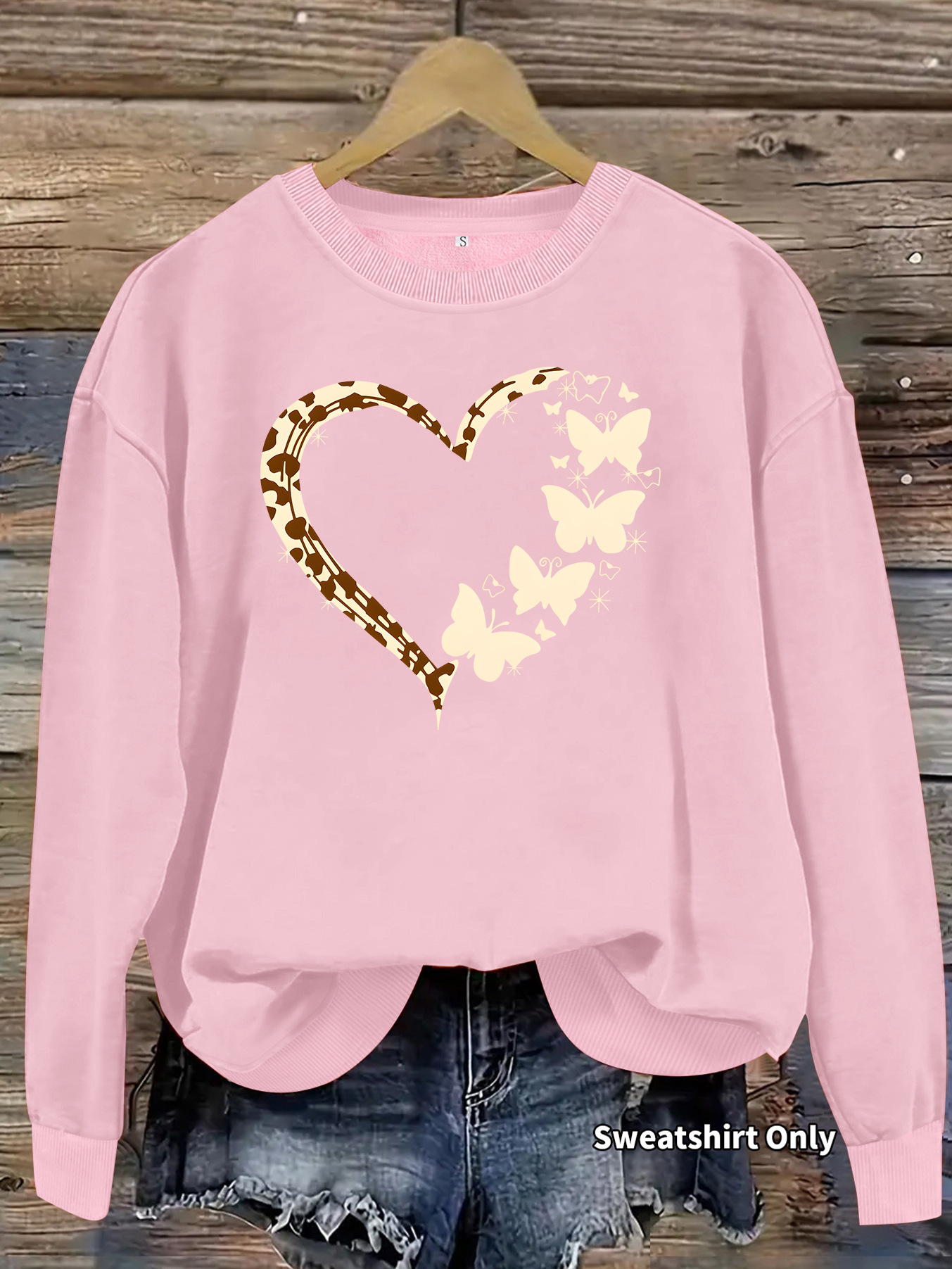 Butterfly and leopard print heart-shaped fleece hoodie — image 8