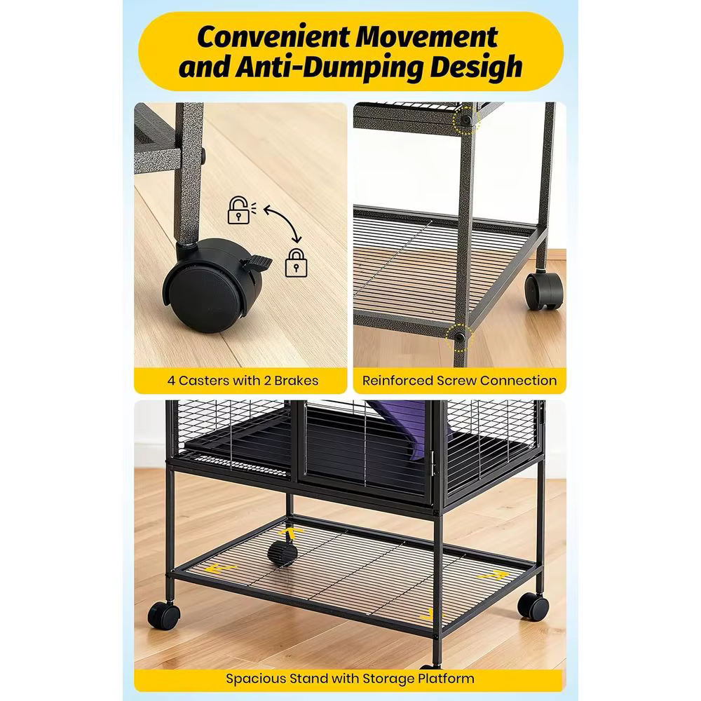 Metal Small Animal Cage, 39 ''H Multi-Level erret Cage or Small Animals - Large Hamster Cage with p, Extra Storage Stand, Removab — image 5