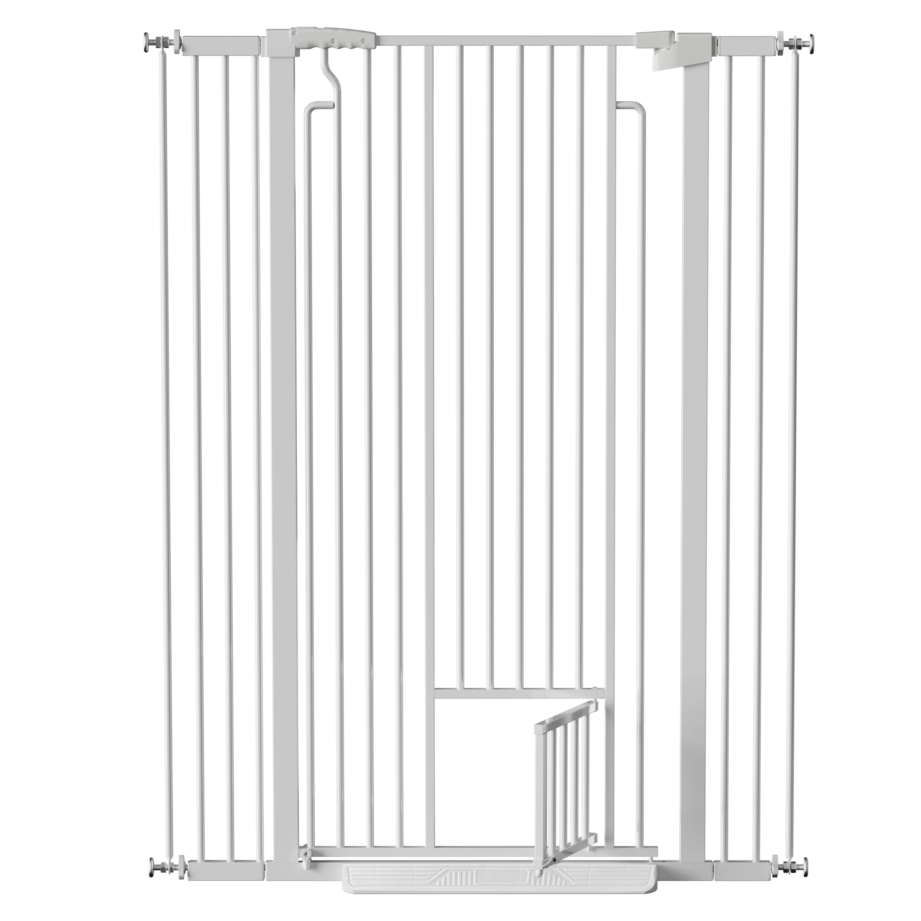 Reja Extra Alta para Gatos de 53.15" Ancho 29.53-40.16" con Puerta Pequeña para Gatos, Reja de Seguridad de Cierre Automático, Espaciado Estrecho de Barras de 1.37", Kit de Montaje a Presión sin Taladrar para Gatos y Perros, Blanco — imagen 1