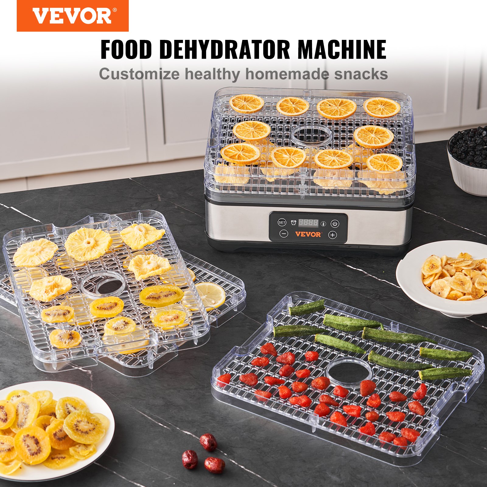 Food Dehydrator Machine, 5-Tray Fruit Dehydrator, 300W Electric Food Dryer Digital Adjustable Timer & Temperature For Jerky, Herb, Meat, Beef, Fruit, Dog Treats And Vegetables, ETL Listed — image 1