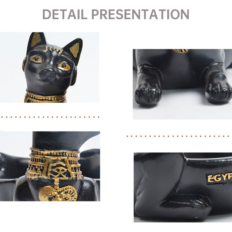 Ashtray Ornament Creative Egyptian Anubis & Cat & pharaoh Ashtray Resin Crafts office living room desktop home decoration — image 9
