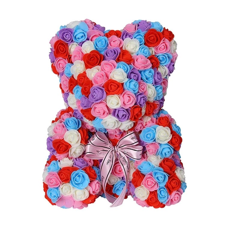 Ramo de rosas simuladas de oso que abraza el corazón, regalo de cumpleaños para ositos de peluche — imagen 7