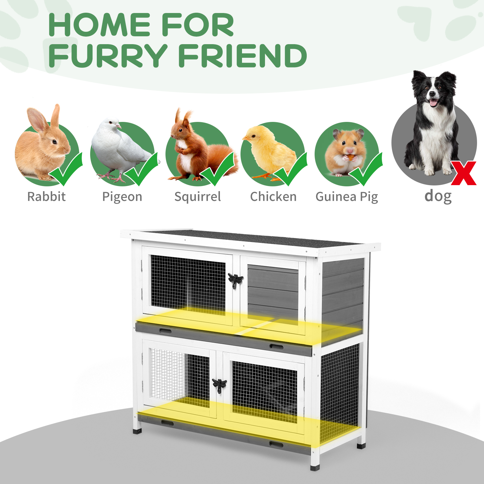 Upper And Lower 2 Floors With Tray Grey Cedar, Chicken And Rabbit Cage — image 2