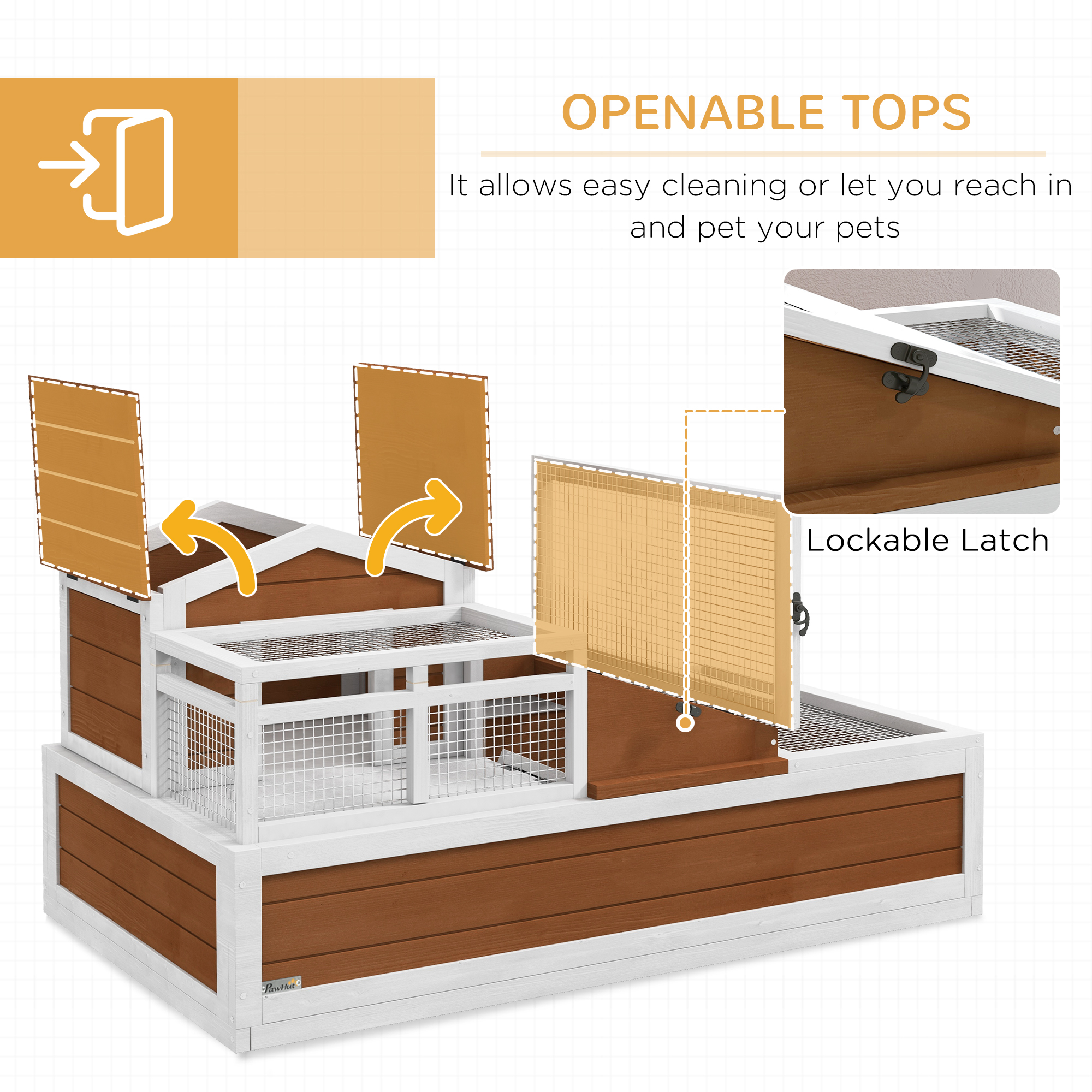 3-Room Tortoise Habitat House w/ Balcony & 2 Stories, 44" x 25.5" x 25", Coffee — imagen 4