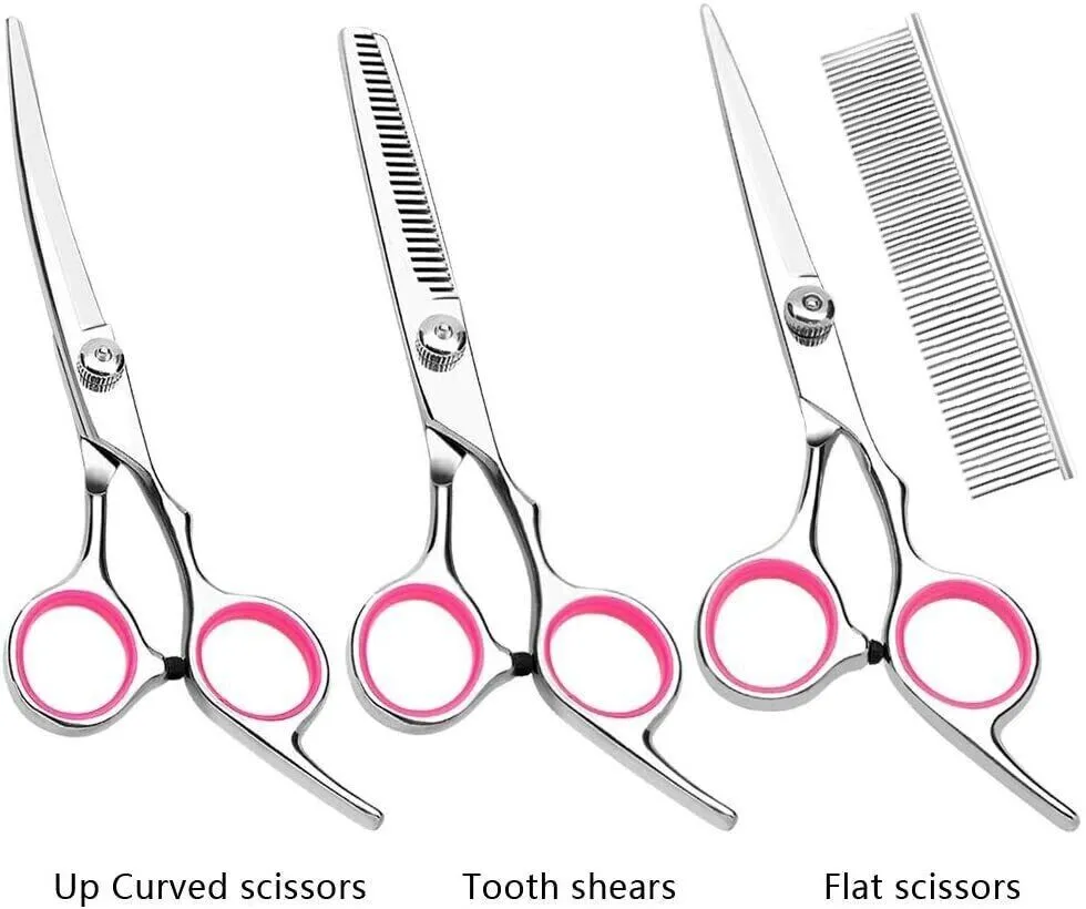 Pet Dog Grooming Scissors Stainless Straight Curved Thinning Shears Trimmer Kits — image 13