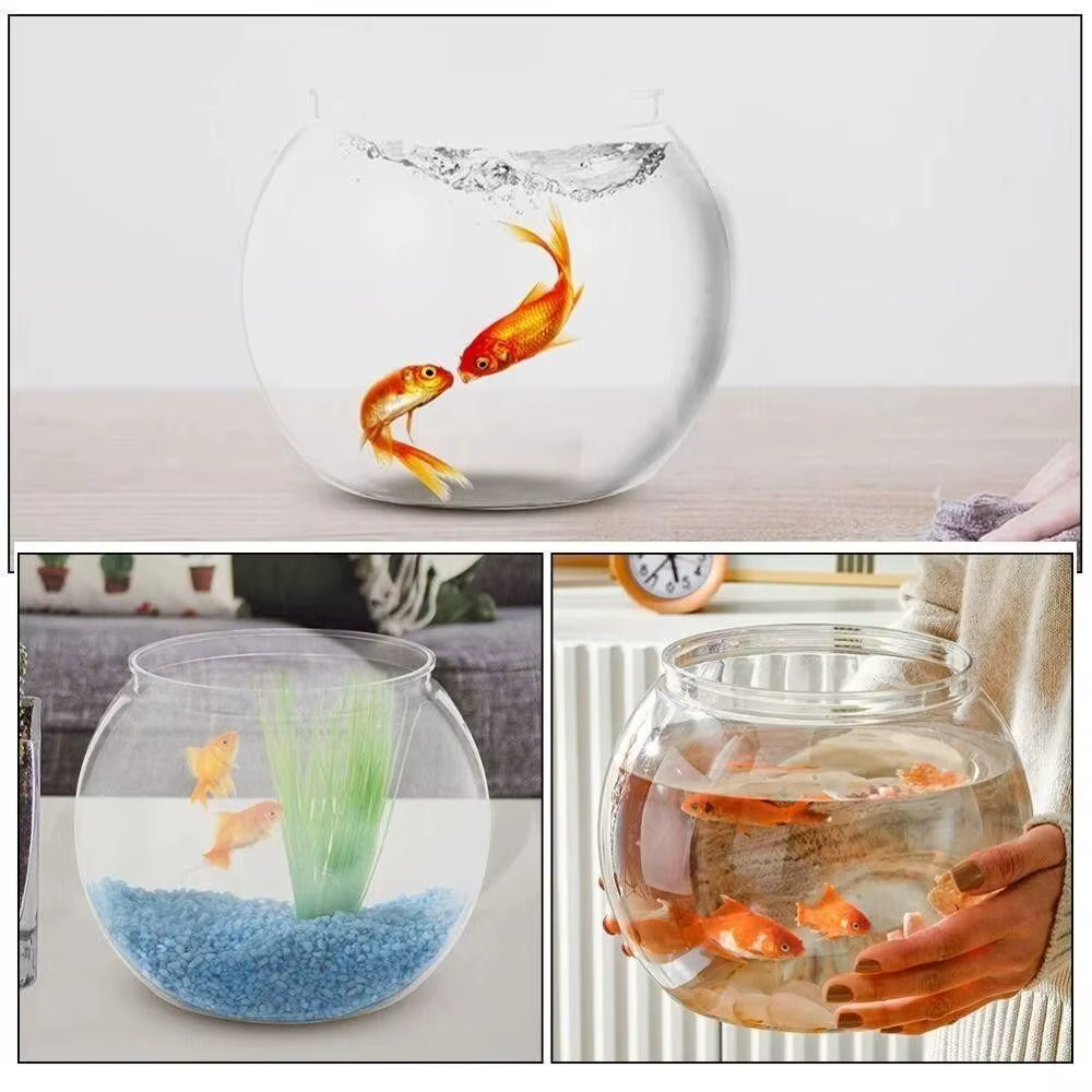 New Transparent Fish Tank Round Unbreakable Aquarium Plastic Lightweight Small Fish Bowl Home Decor — image 5