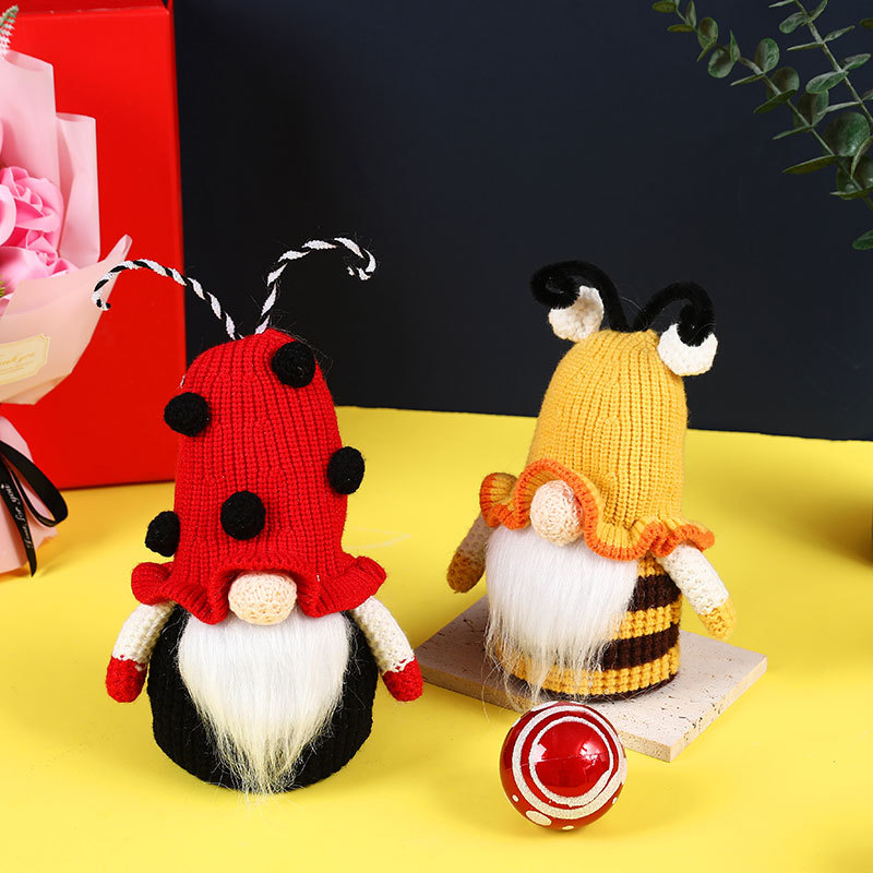 New bee knitted wool faceless doll cute dwarf doll ornaments creative goblin doll gift — image 4