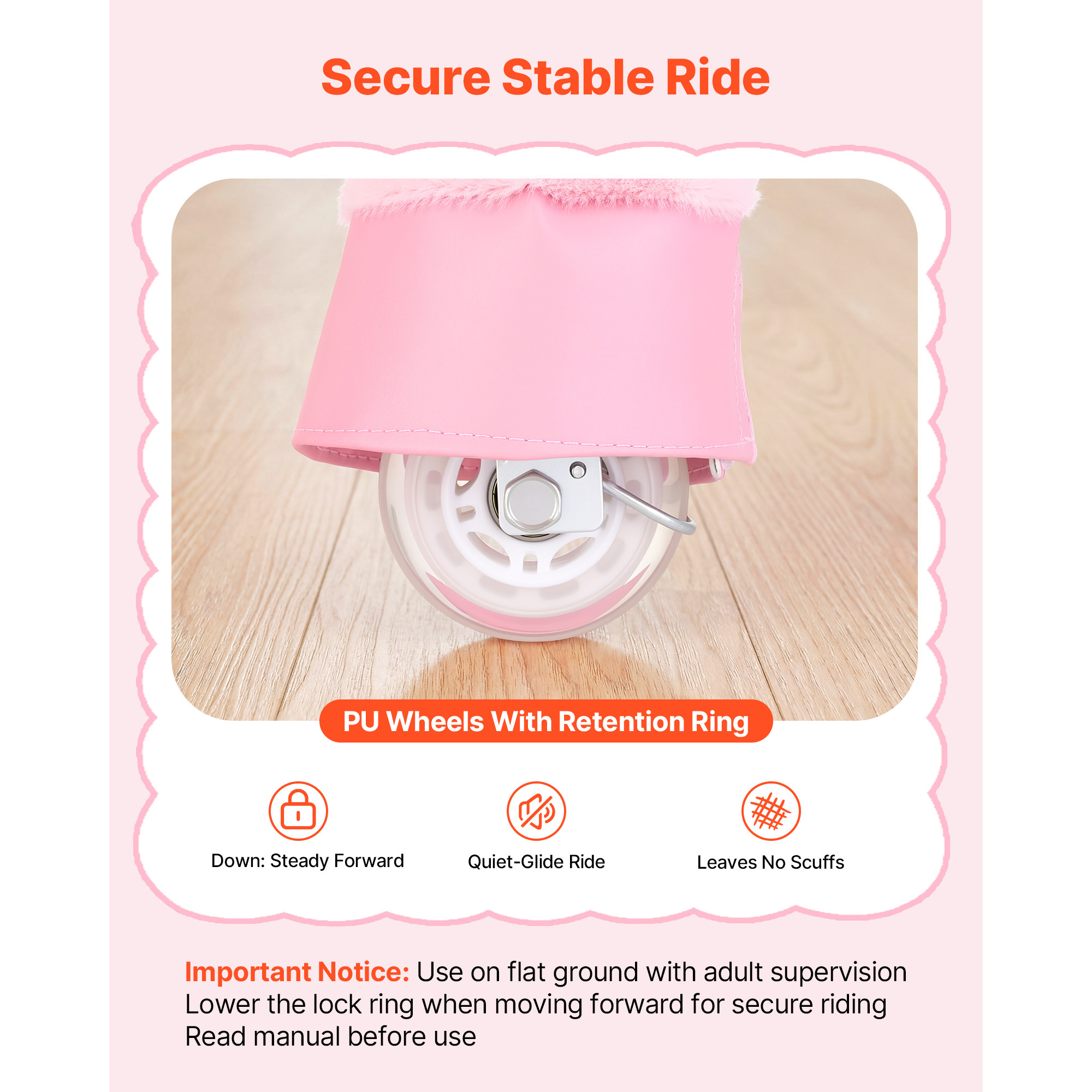 Caballo de Ruta para Niños, Juguetes de Unicornio con Pintura Rosa y Azul, No Requiere Baterías, Ruedas Suaves con Anillo de Parada Antirollo, Asiento Elevado Actualizado, Manijas, Pedales, Capacidad Máxima 110 lbs para Edad 3-8 — imagen 4