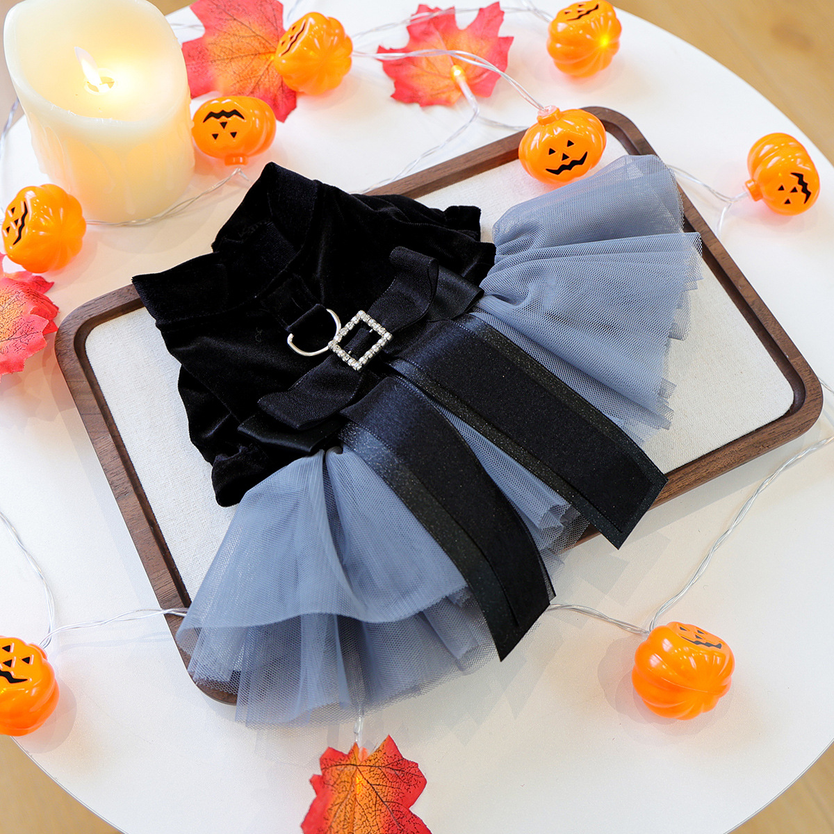 Pet Clothes Spring Autumn Small Dog Puppy Holiday Party Costume Dark Series Phantom Wedding Dress — image 4