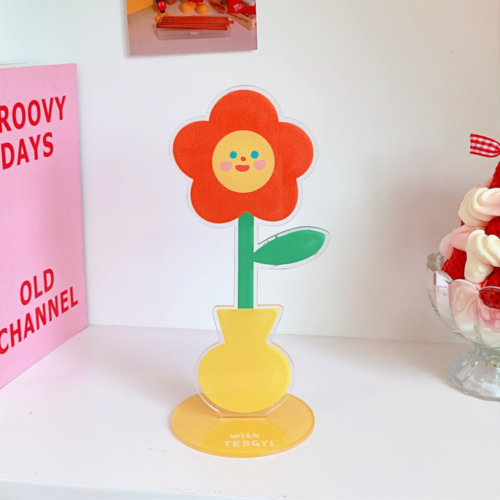 Creative Desktop Flower Decoration Cute Cartoon Acrylic Folder Sweet Soft Cute Bear Rabbit Multi-Function Note Holder — image 5