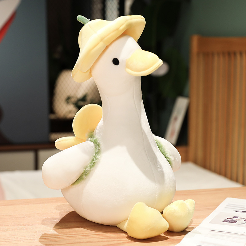 Nueva Muñeca de Ganso Rojo Plush Cómica Grande Regalo Cumpleaños Juguetes Cojín Flor Pequeño Patito Amarillo — imagen 6