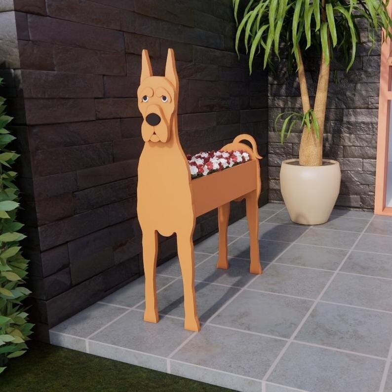 New Supply Garden Art Decoration Dog Flower Pot Planter Cat Stand Flower Pot — image 2