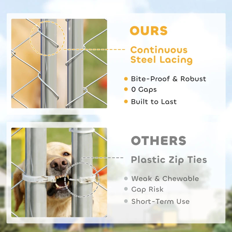 Cubo de Perro Exterior Resistente con Techo Impermeable, 2 Cerraduras Seguras, Corral para Perros en Patio de 6.10m x 3.05m x 2.13m — imagen 5