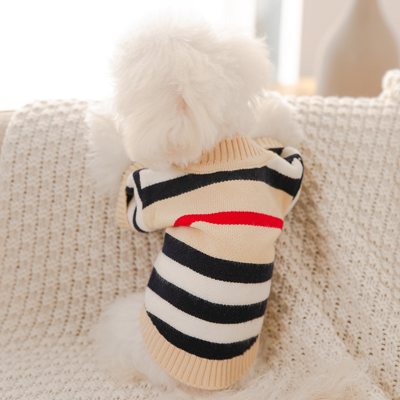 Suéter de Punto a Rayas para Cachorros de Otoño e Invierno, Cárdigan para Perros Pequeños y Medianos, Ropa de Dos Patas, Ropa Fina de Invierno — imagen 1