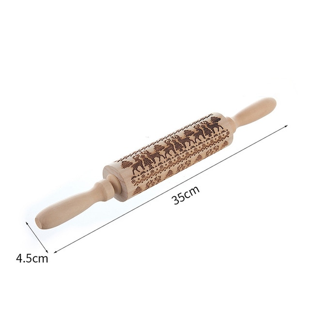 Merry Christmas Elk Wooden Print Rolling Pin Christmas Home Decorations Navidad Decor Noel Dessert Tools New Year 2020 DIY Craft — image 7