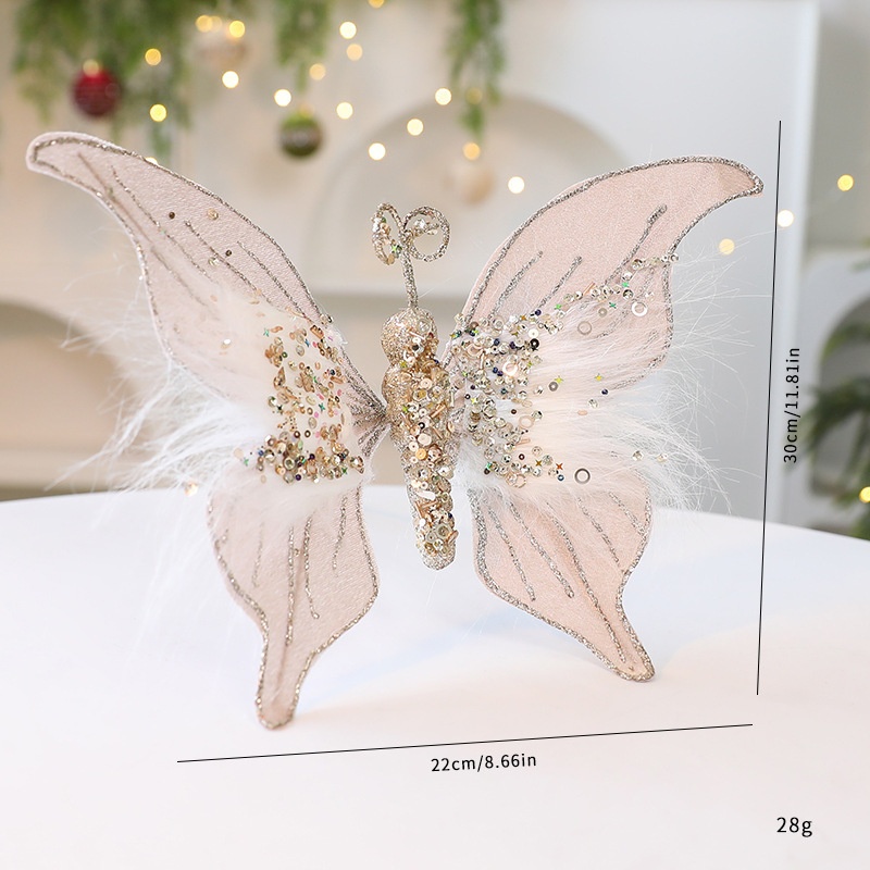 Saint Yuan New Fabric Christmas Butterfly DIY Christmas Scene Decoration Props Christmas Decorations Simulation Butterfly — image 6