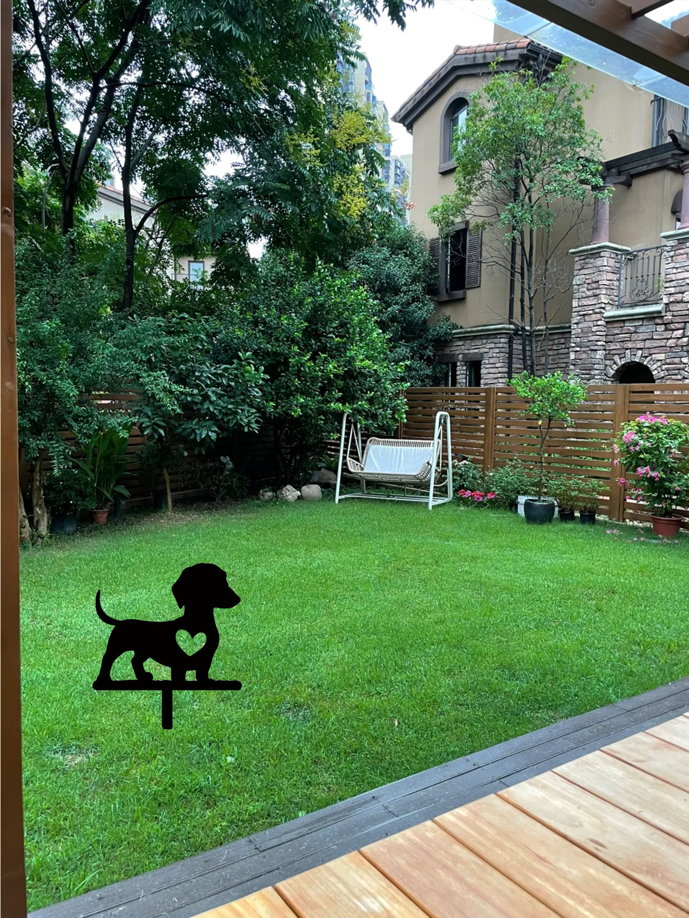 Silueta de Perro Adorable para Jardín - Decoración Exterior de Madera Solida para Patio y Jardín — imagen 6