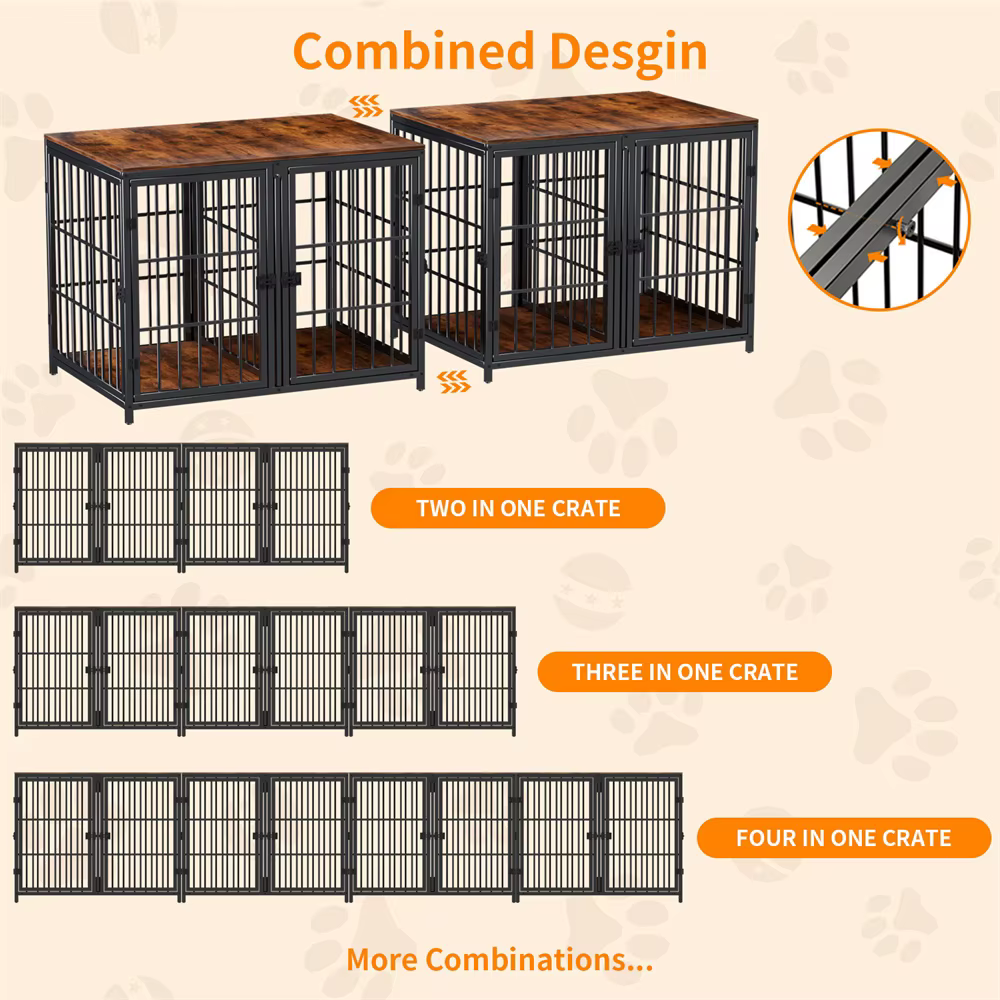 Caja de Perro Ultra Espesa con Partición Removible y 4 Puertas para 2 Pequeños o 1 Medio Grande — imagen 7