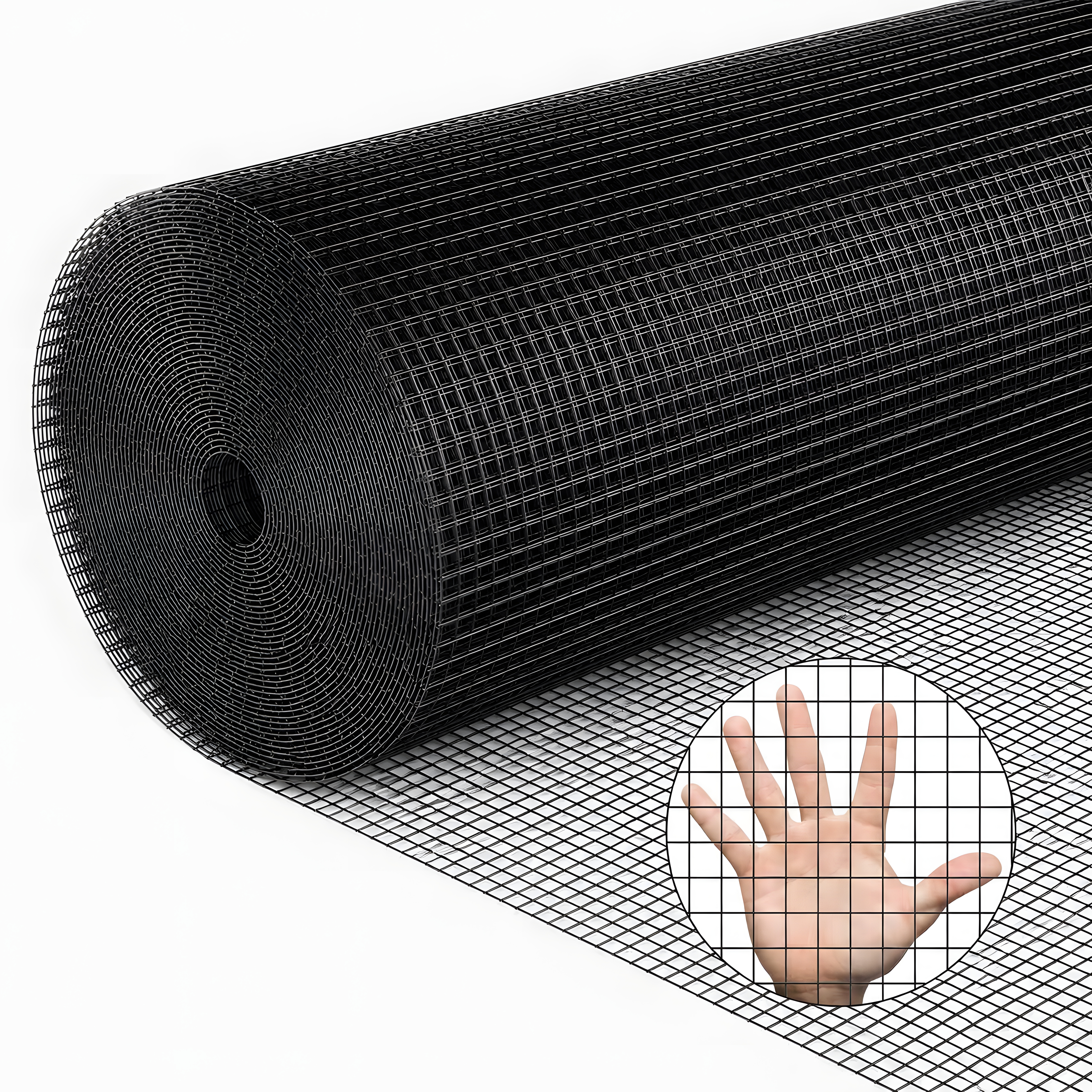 36in x 100ft black metal mesh, 1/2-inch welded chicken wire roll, garden plant fencing, suitable for chicken coops and home renovation — image 1