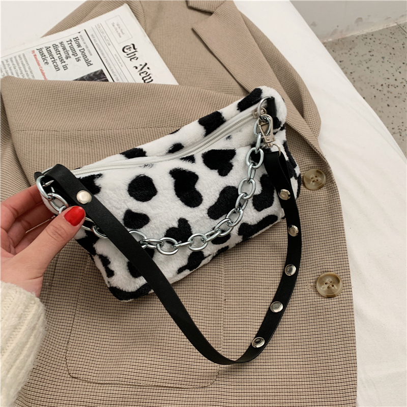 Leopard Pattern Plush Bag Personality Diagonal Women Bag Chain Bag Shoulder — image 5