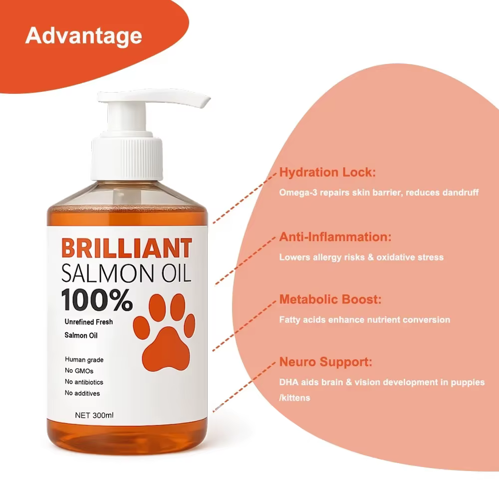 Aceite de Salmón de Grado Humano (500ml, 300ml, 200ml 100ml) para Perros y Gatos Suplemento con Ácidos Grasos Omega-3 para Salud Óptima y Nutrición — imagen 3