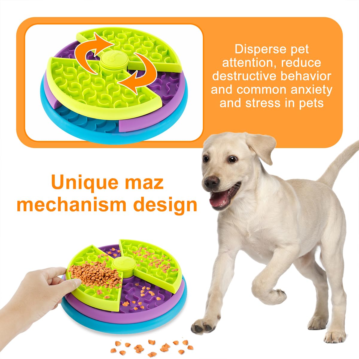 Comida Lenta para Mascotas - Tazón Anti Ahogamiento para Gatos, 3 en 1 Juguete Interactivo para Perros, Maza de Lamer y Tazón Ralentizador - Estímulo Mental para Canes Medianos y Grandes — imagen 4