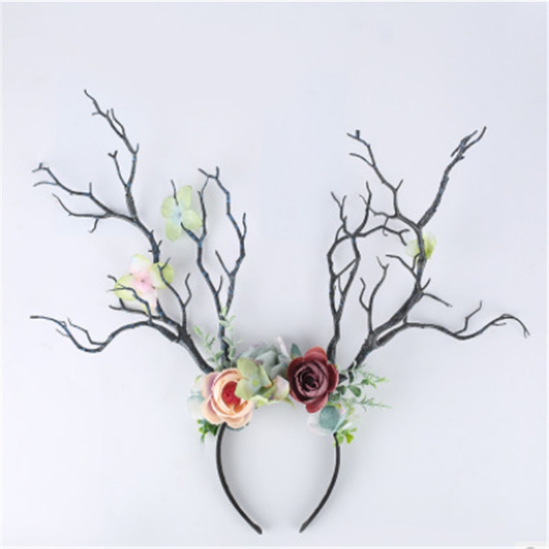 Antleras Góticas de Ciervo con Flores - Cinta para el Cabello de Navidad y Cosplay — imagen 8