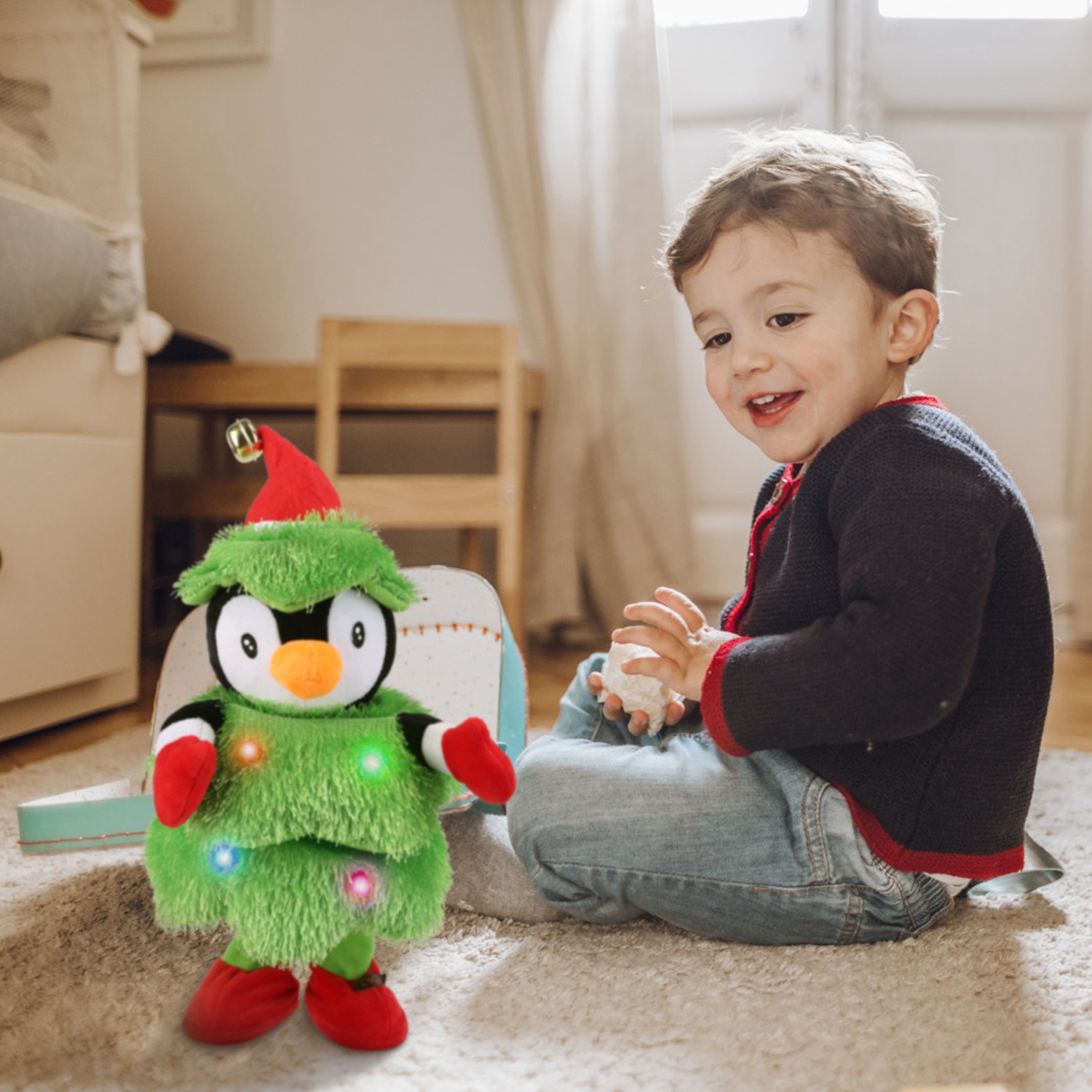 Plush de Elefante o Pinguino o Niño de Nieve con Movimientos Eléctricos que Baila, Canta y Habla Interactivamente con Canciones Divertidas para Regalos Navideños para Niños — imagen 6