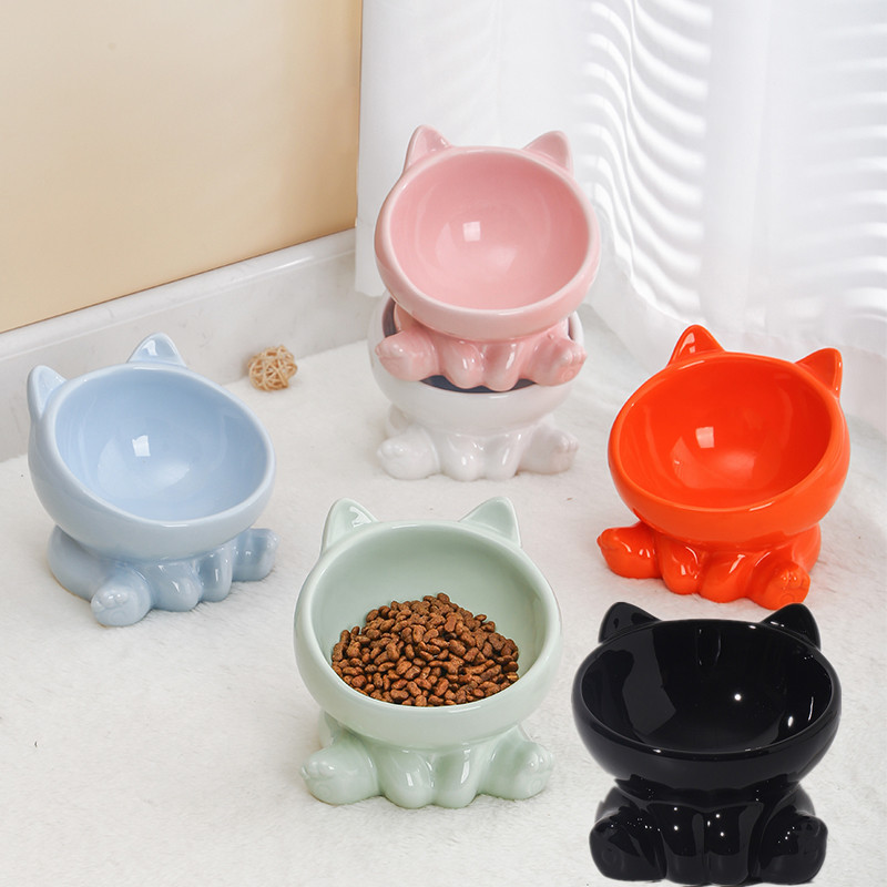 Plato Cerámico para Gatos Plato de Alimento para Mascotas Protección Cuello y Boca para Perros Plato de Comida Animal — imagen 1