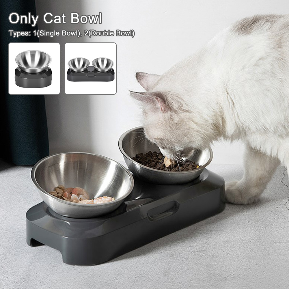 Pet Bowl Feeder Cat Bowl Pet Stainless Steel Dog Bowl Adjustable Inclined Cat Bowl Inclined Water Bowl — image 3