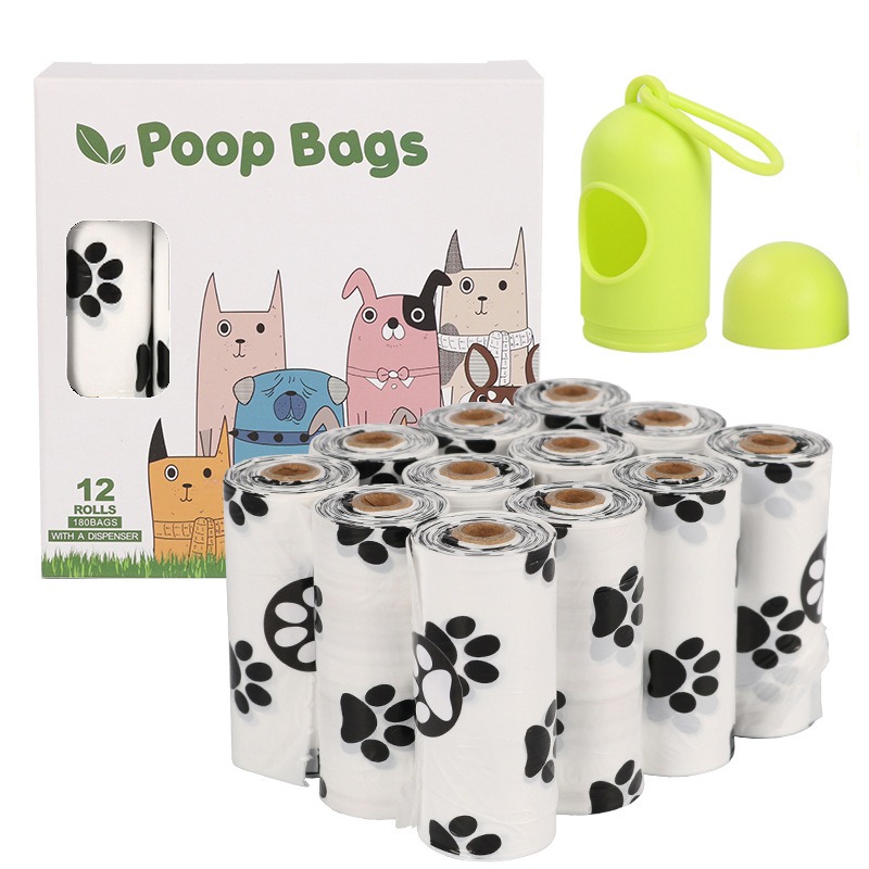 White Footprint Dog Poop Collection Bag D2W Photo Oxygen Degradation Pet Garbage Bag Pet Supplies — image 13