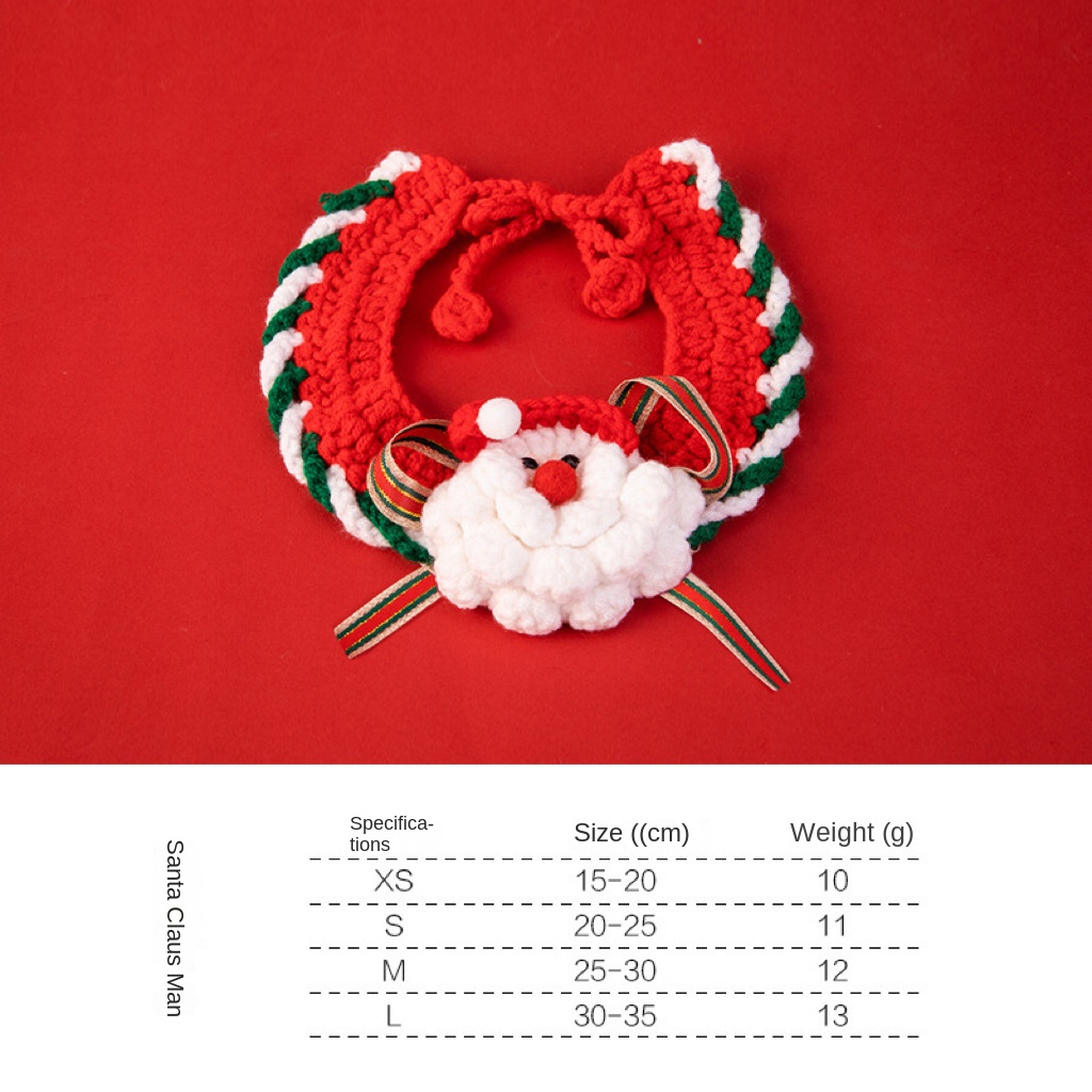 Christmas pet collars decorations handmade knitted cat collars scarves pet supplies — image 4
