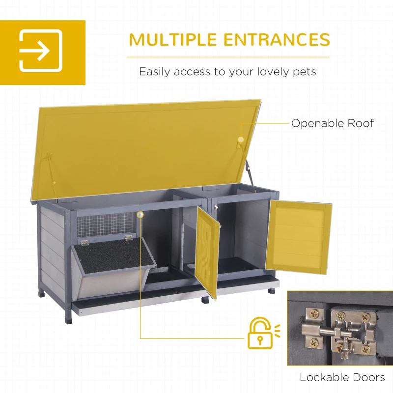 Wooden Rabbit Hutch Bunny Hutch Cage Guinea Pig With Waterproof Roof, No Leak Tray And Feeding Trough, For Rabbits, Chickens, Ducks — imagen 4