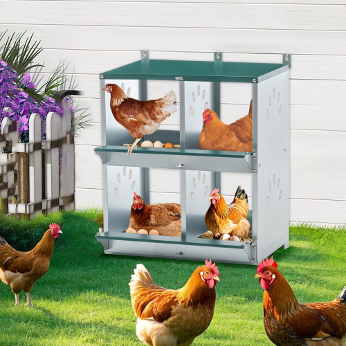 Nidales para Gallinas de 4 Compartimentos, Nidales Metálicos para Montaje en Pared, Caja Ponedora de Huevos para Diferentes Razas de Gallinas — imagen 7