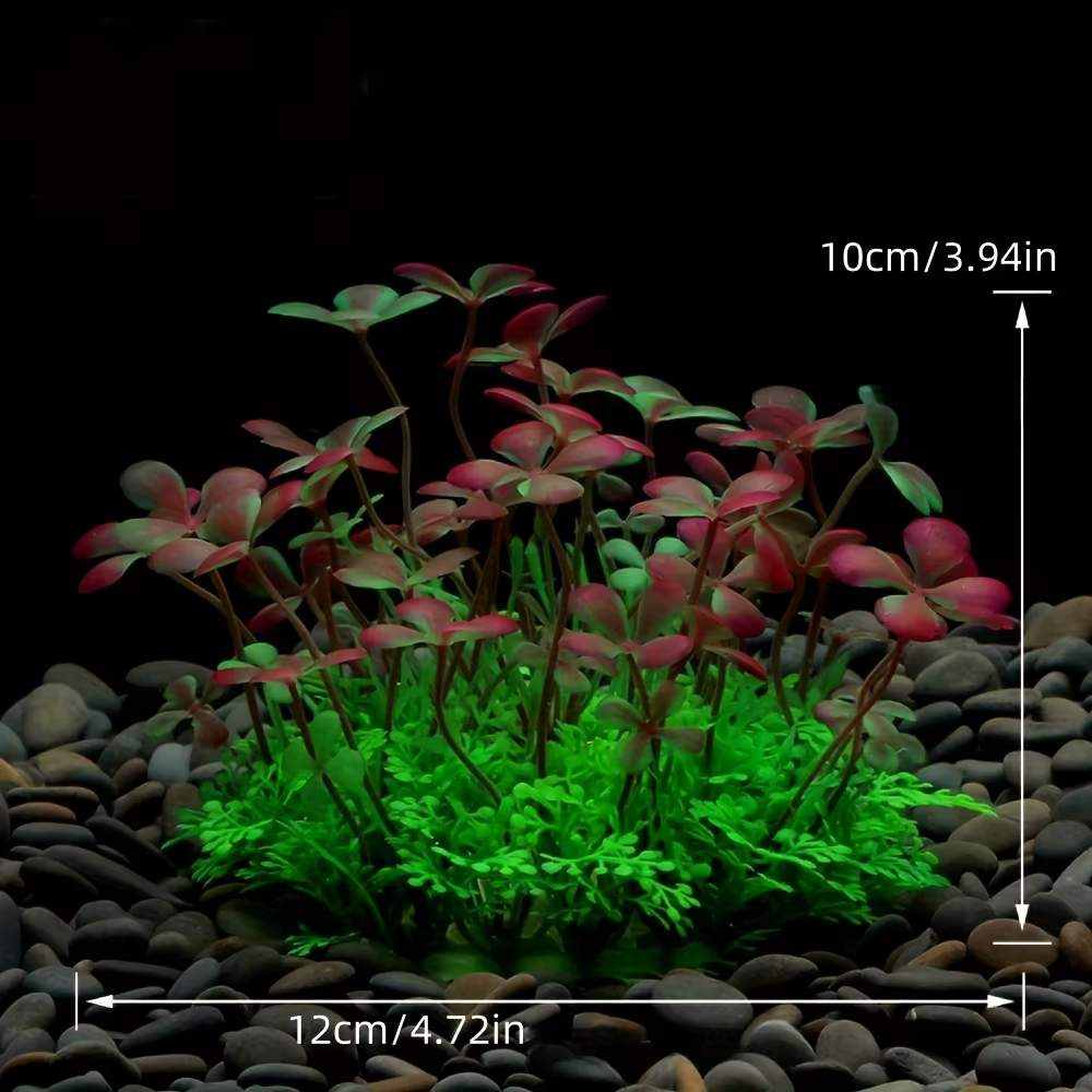 Decoración para pecera de acuario, plantas artificiales de plástico ornamentales, pasto acuático falso, decoración verde simulada — imagen 2