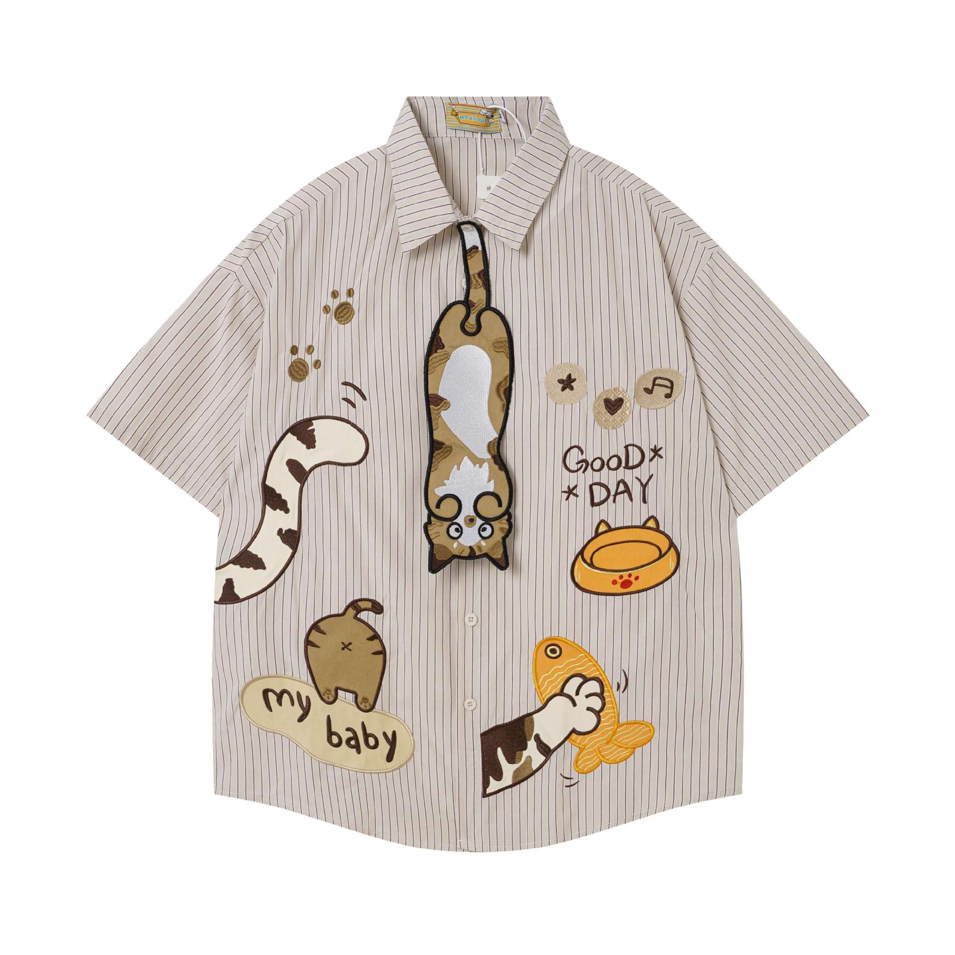 Cat Fishing Embroidered Short Sleeve — image 4