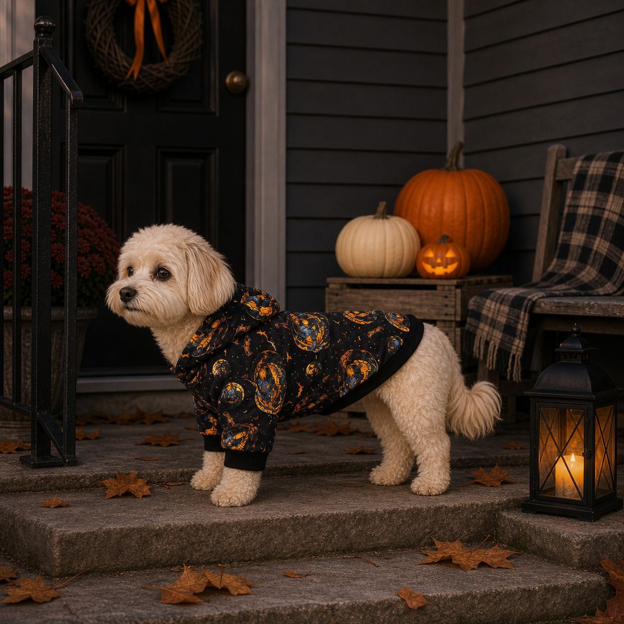 Halloween Pumpkin Wizard Hoodie for Dogs and Cats, Pet Costume for Halloween Party — image 4