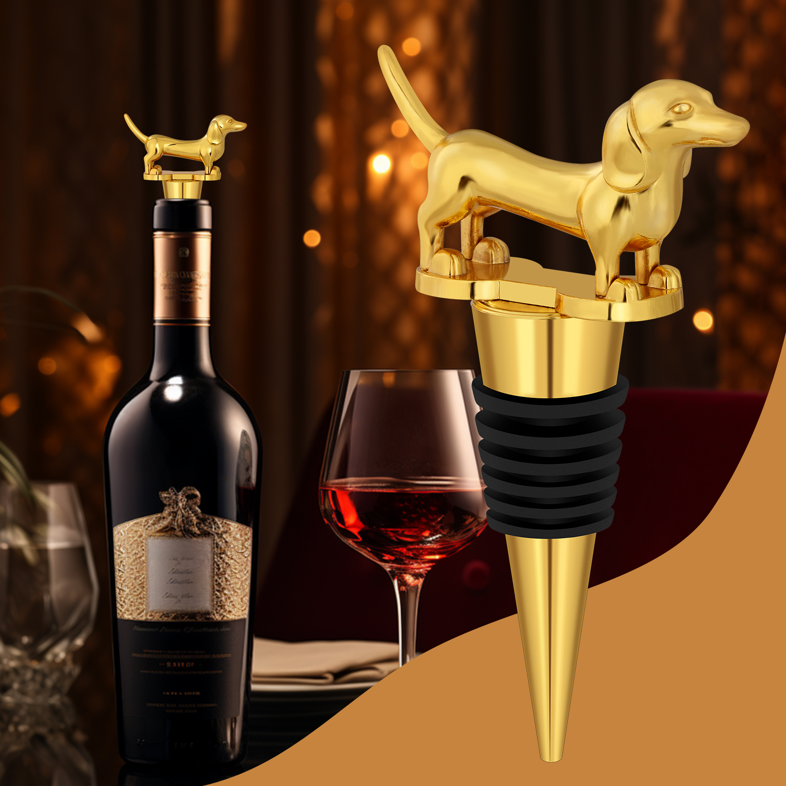 Tapón de Vino con Forma de Perro Salchicha, Tapón para Vino y Champán para el Hogar, Divertido Tapón de Vino de Perro Salchicha, Ideal para Regalos de Cumpleaños para Hombres y Mujeres, Halloween, Navidad, Día del Padre, el Día de la Ma — imagen 4