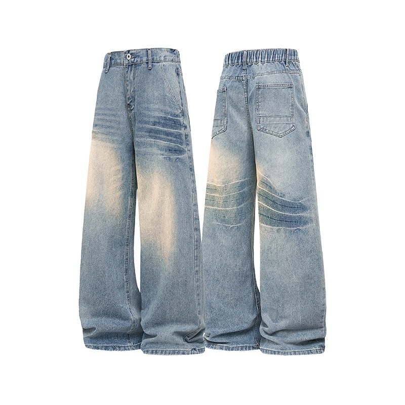 Relaxed Fit Cat-Whisker Washed Wide-Leg Jeans for Men — image 6