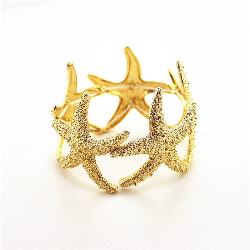 Joyas de moda Accesorio de estrella de mar para mujer elegante, oro simple y fácil — imagen 1