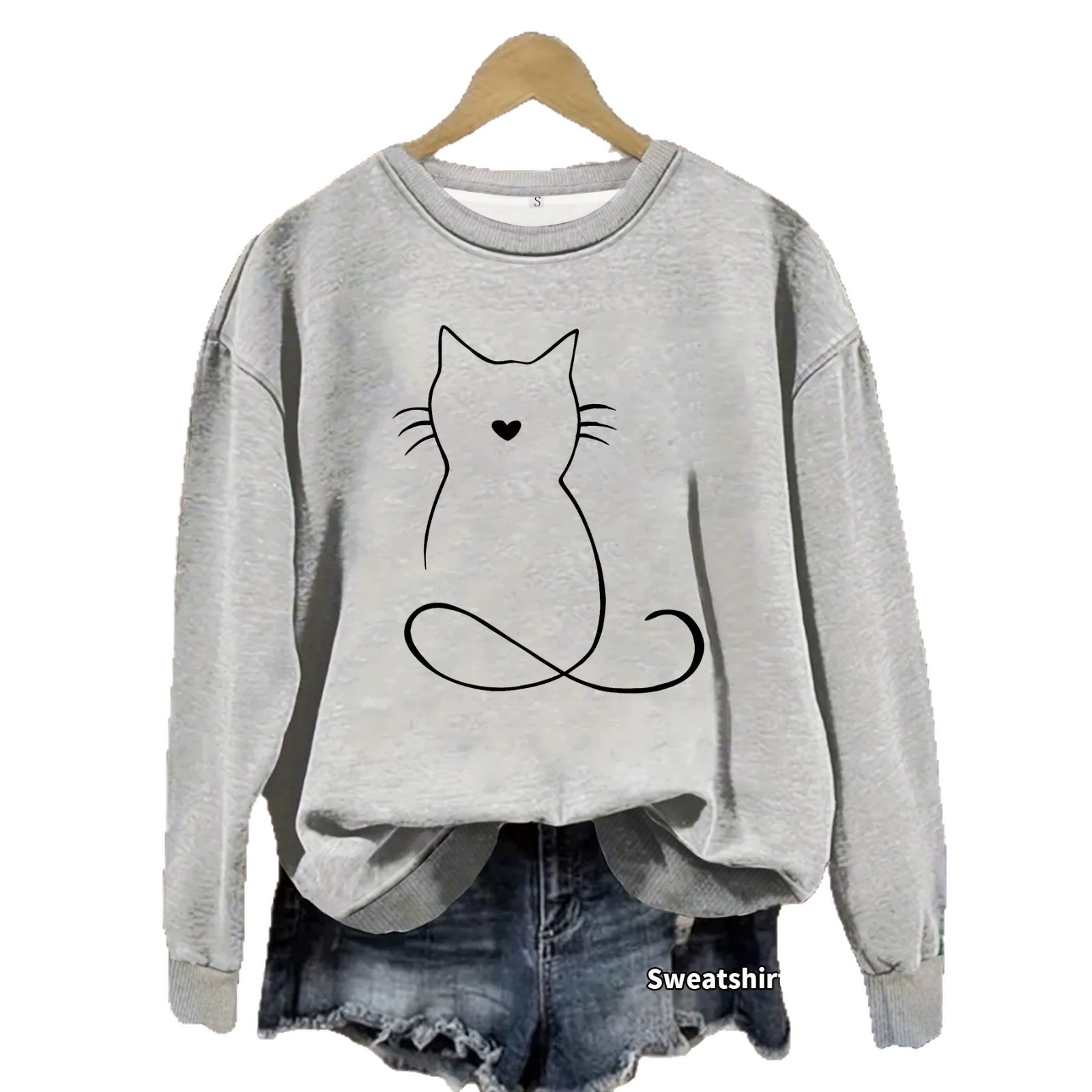 Printed hoodie with kitten pattern — image 1