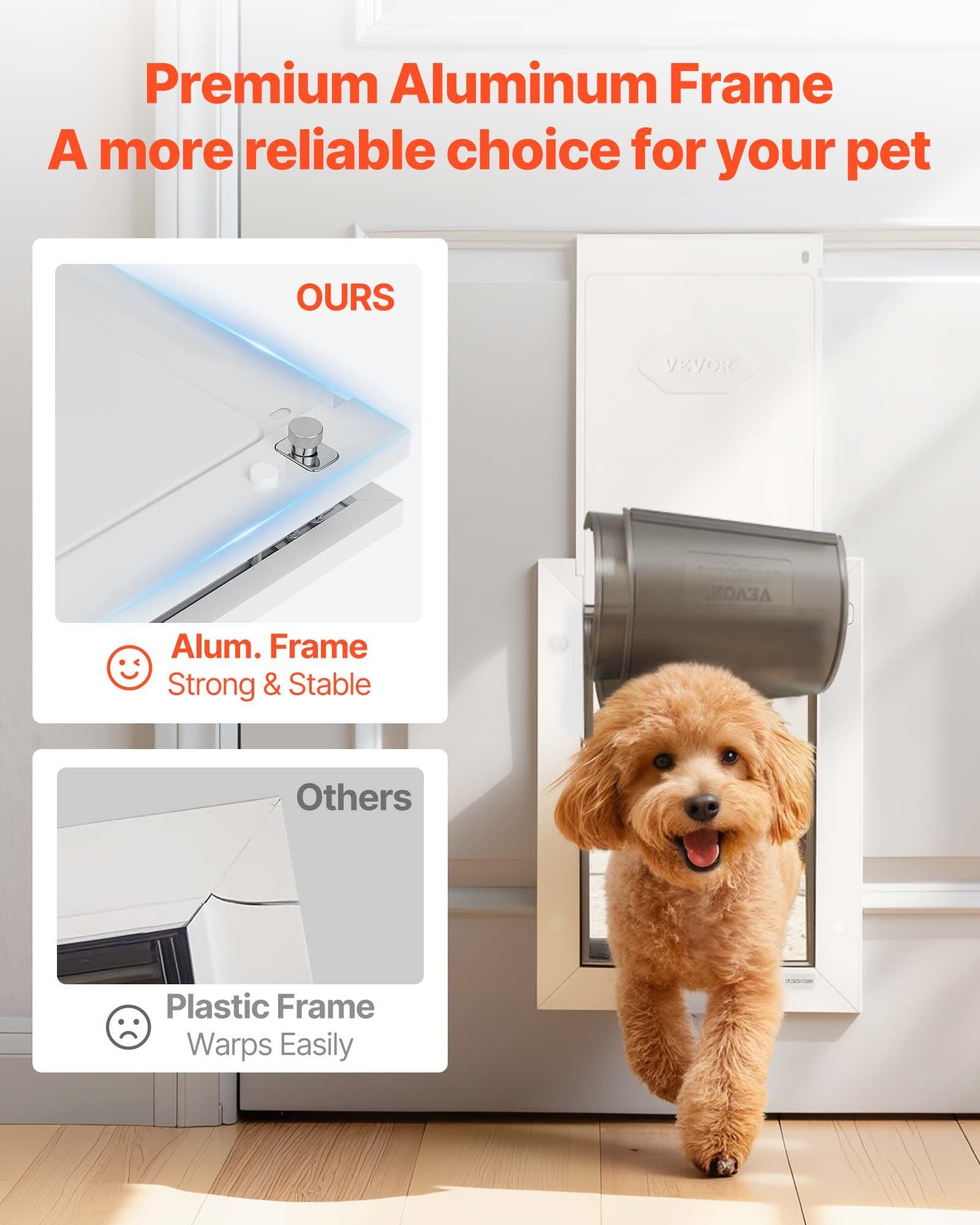 Puerta para Mascotas, Mediana, Con Dos Bisagras Magnéticas y Estructura Metálica, Fuerte y Resistente al Tiempo, Acceso Fácil para Perros en Interiores y Exteriores — imagen 3