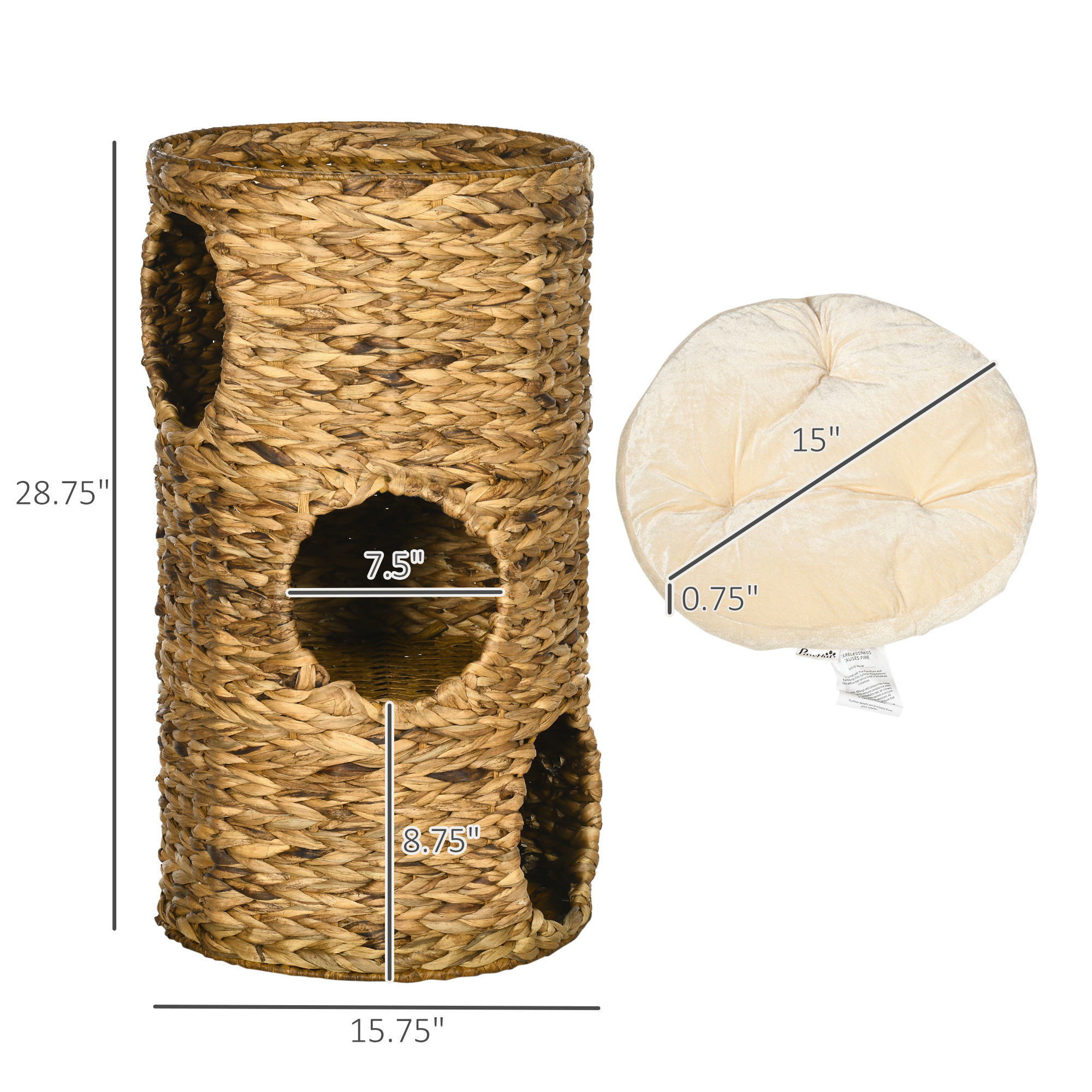 Torre para Gatos de 3 Niveles con Escondites, Colina para Felinos en Interiores — imagen 7