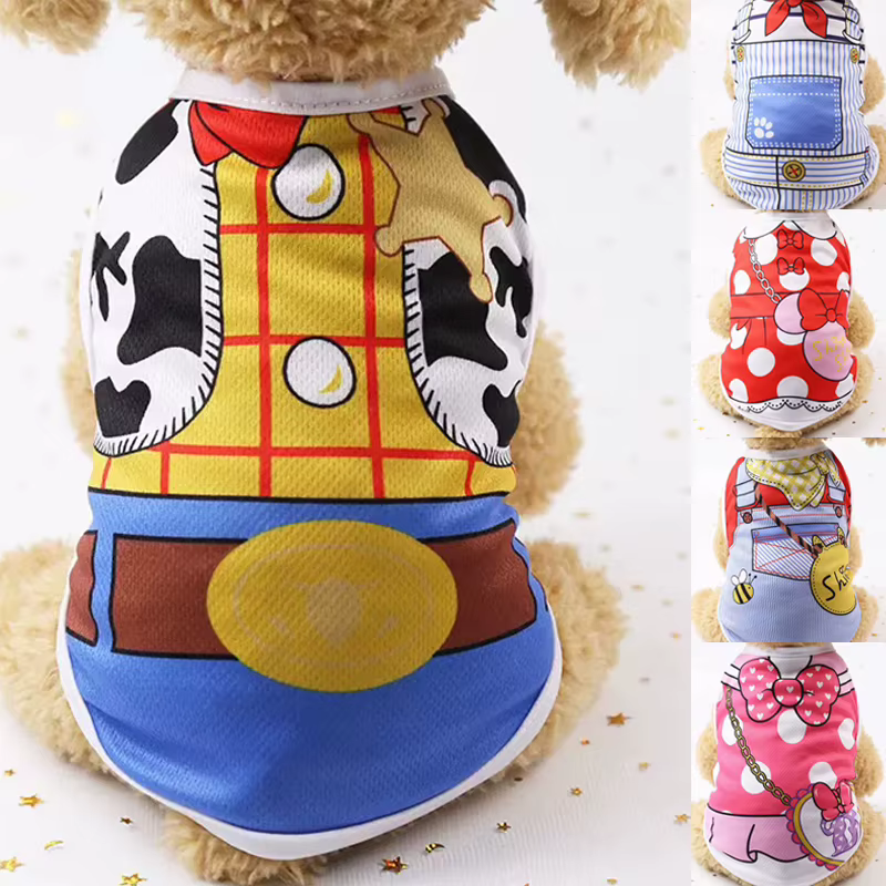 Pet Dog Clothes Cartoon Clothing Puppy Dogs Soft Vests Summer Shirt Casual T-Shirt for Small Pet Supplies — image 1