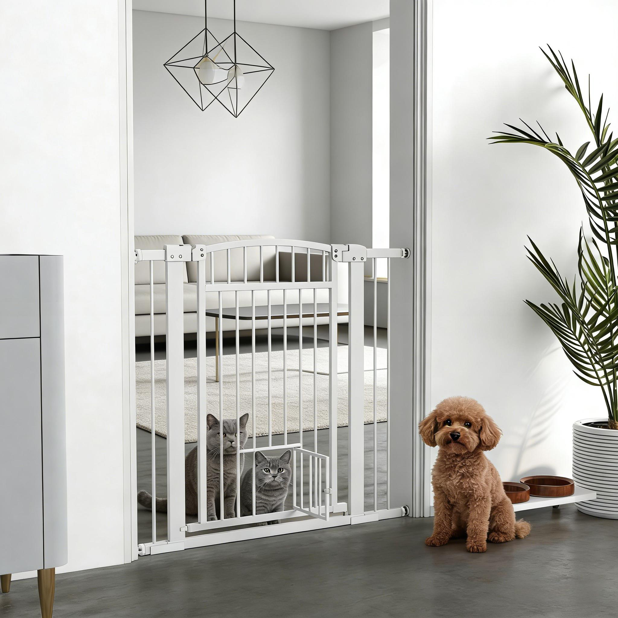 Pet Gate, Extra Wide Walk Through Dog Gate w/ Cat Door — image 9